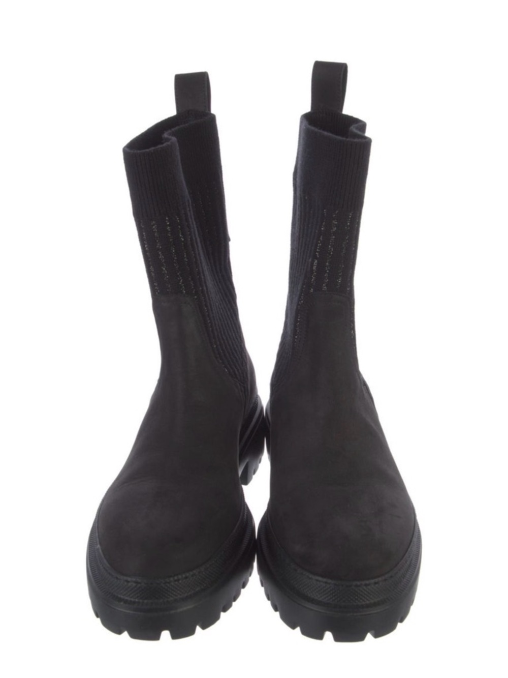 Peserico Black Nubuck Sock Ankle Boots
